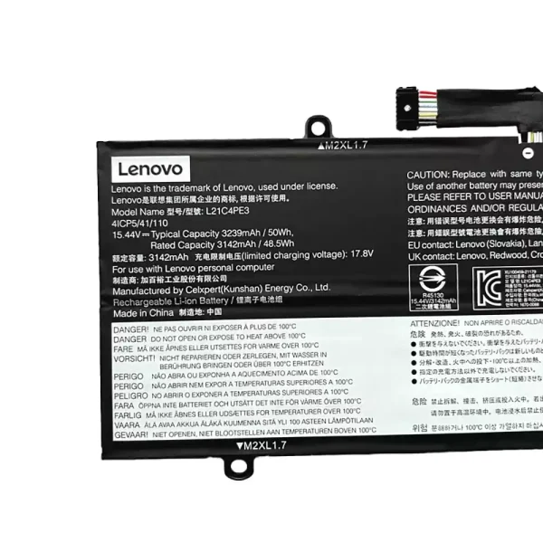 แบตเตอรี่โน๊ตบุ๊ค ของแท้ LENOVO L21C4PE3 L21M4PE4 - Image 3