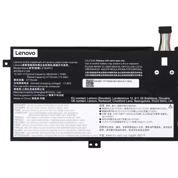 แบตเตอรี่โน๊ตบุ๊ค ของแท้ LENOVO L21B4PH1 L21C4PH1 L21M4PH1 L21L4PH1 L21D4PH1 - Image 3