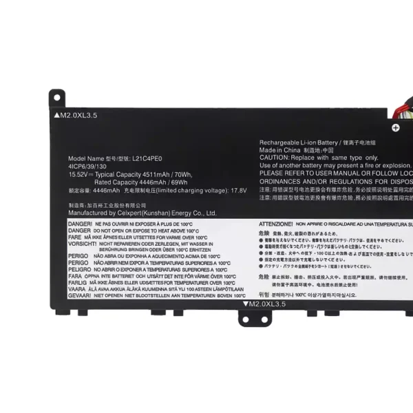 แบตเตอรี่โน๊ตบุ๊ค ของแท้ Lenovo L21C4PE0 L21D4PE0 L21M4PE0 L21M4PC7 L21C4PC7 L21C4PC4 - Image 3