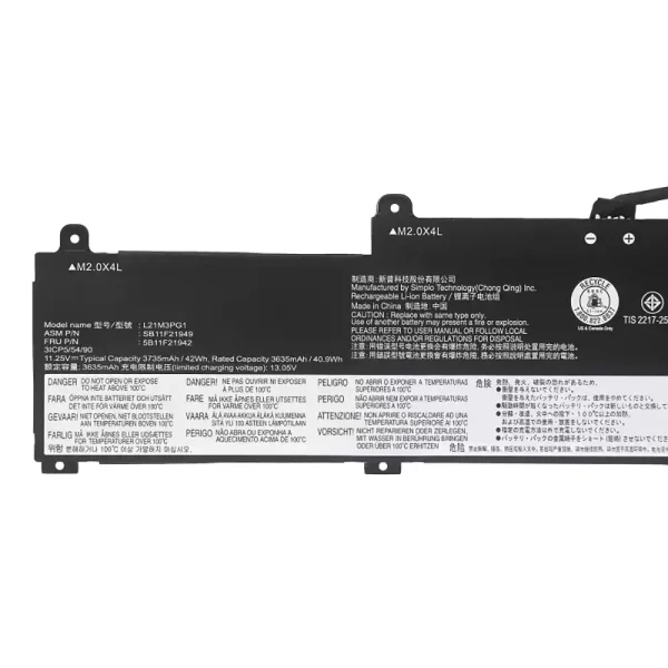 แบตเตอรี่โน๊ตบุ๊ค ของแท้ LENOVO L21L3PG1 L21M3PG1 L21C3PG1 - Image 3