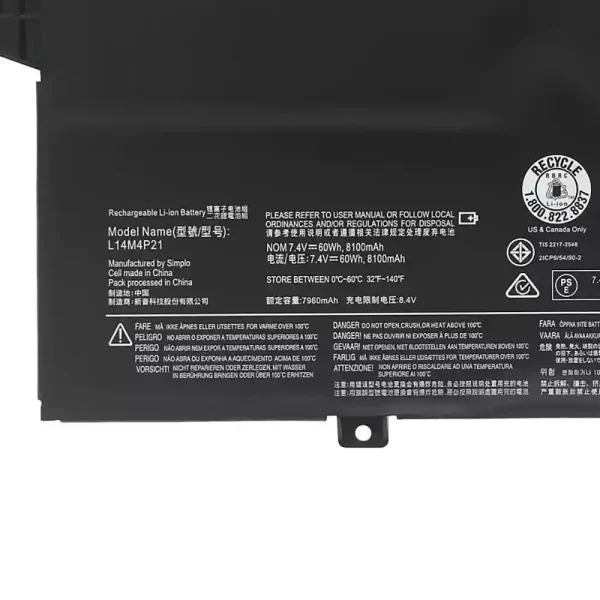 แบตเตอรี่โน๊ตบุ๊ค ของแท้ LENOVO L14M3P22 L14S3P21 - Image 3