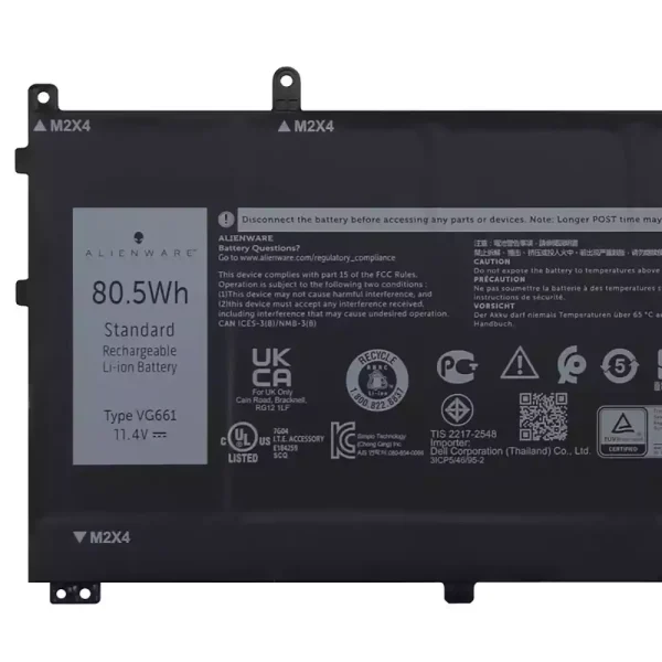 แบตเตอรี่โน๊ตบุ๊ค ของแท้ DELL VG661 V4N84,DELL Alienware x14 R1 R2 - Image 3