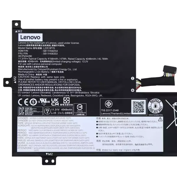 แบตเตอรี่โน๊ตบุ๊ค ของแท้ LENOVO L22C3P70 SB11H56254 5B11H56353 - Image 3
