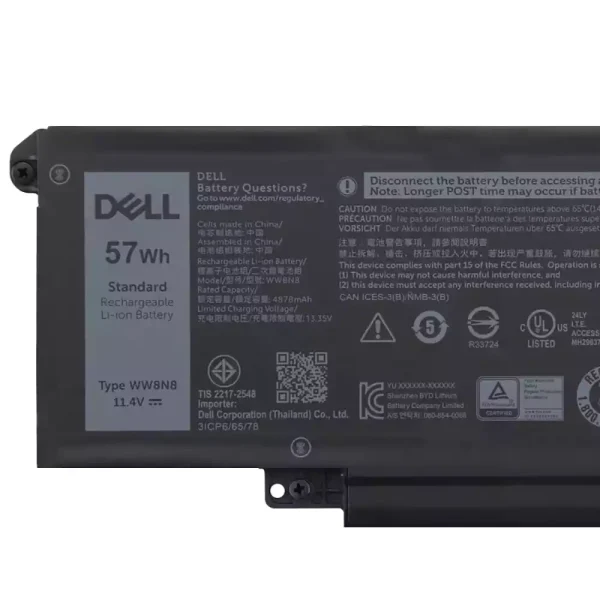 แบตเตอรี่โน๊ตบุ๊ค ของแท้ DELL WW8N8 66DWX - Image 3