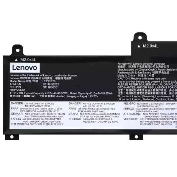 แบตเตอรี่โน๊ตบุ๊ค ของแท้ LENOVO L22B3P70 L22X3P70 L22M3P70 - Image 3