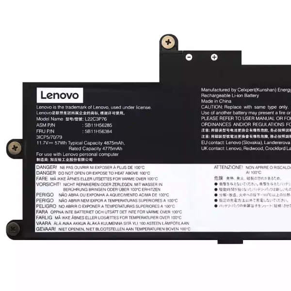 แบตเตอรี่โน๊ตบุ๊ค ของแท้ LENOVO L22C3P76 SB11H56285 5B11H56384 - Image 3