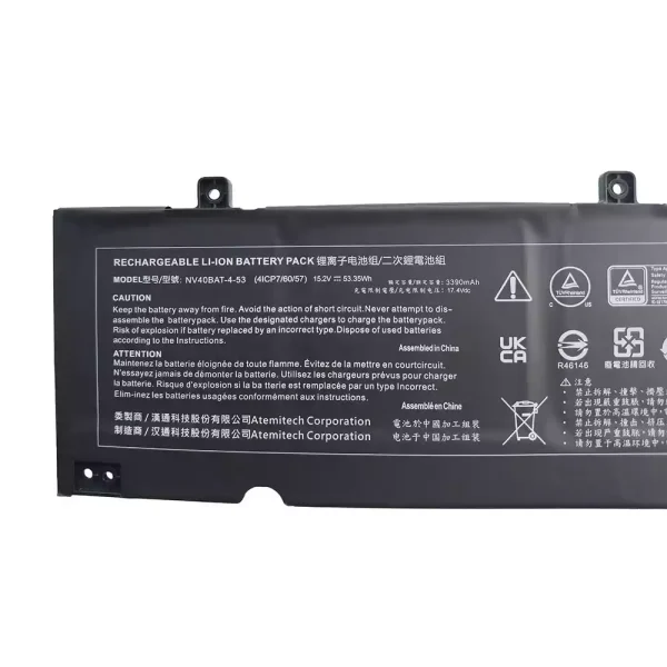 แบตเตอรี่โน๊ตบุ๊ค ของแท้ CLEVO NV40BAT-4-53 - Image 3