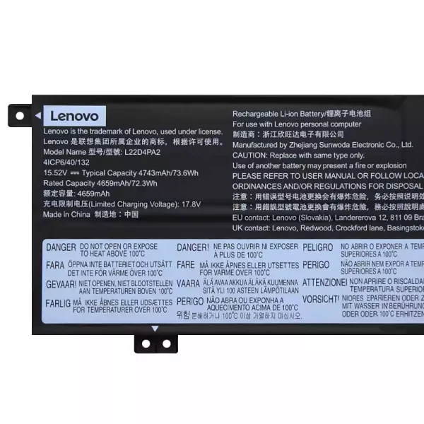 แบตเตอรี่โน๊ตบุ๊ค ของแท้ LENOVO L22C4PA2 L22D4PA2 L22M4PA2 - Image 3