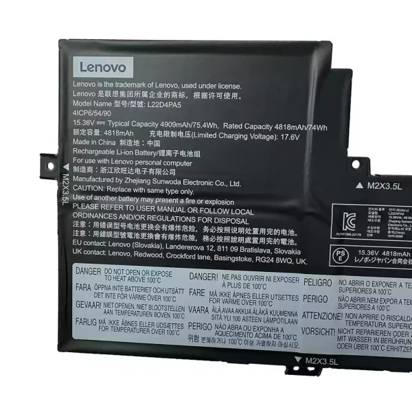 แบตเตอรี่โน๊ตบุ๊ค ของแท้ LENOVO L22D4PA5 L22C4PA5 L22M4PA5 - Image 3