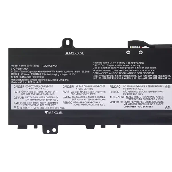 แบตเตอรี่โน๊ตบุ๊ค ของแท้ LENOVO L22M3PA4 L22B3PA4 L22C3PA4 L22B3PA3 L22C3PA3 L22M3PA3 - Image 3