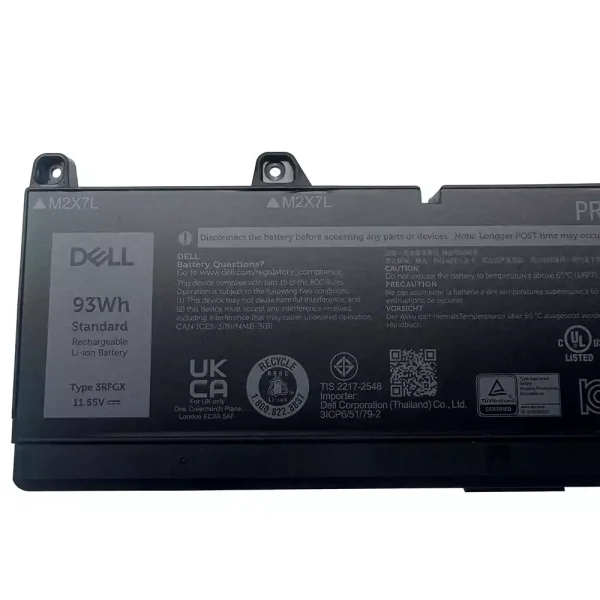 แบตเตอรี่โน๊ตบุ๊ค ของแท้ DELL 3RFGX 1XM5X - Image 3