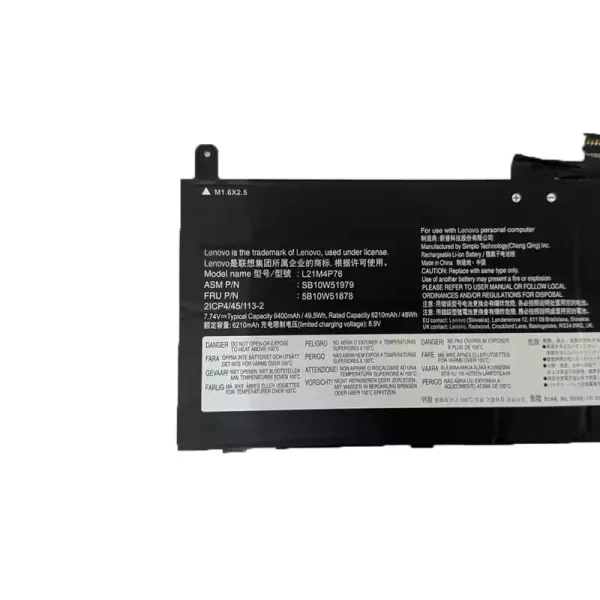 แบตเตอรี่โน๊ตบุ๊ค ของแท้ LENOVO L21M4P76 L21D4P76 - Image 3