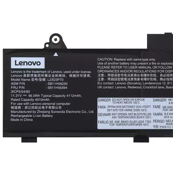 แบตเตอรี่โน๊ตบุ๊ค ของแท้ Lenovo L23D3P70 L23X3P70 L23M3P70 - Image 3