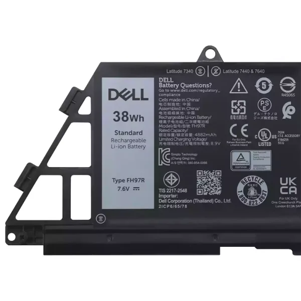 แบตเตอรี่โน๊ตบุ๊ค ของแท้ DELL FH97R 76KVG 599M7 - Image 3
