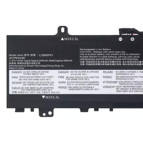 แบตเตอรี่โน๊ตบุ๊ค ของแท้ LENOVO L23M3PK1 L23X3PK1 L23B3PK1 L23D3PK1 L23C3PK1 - Image 3