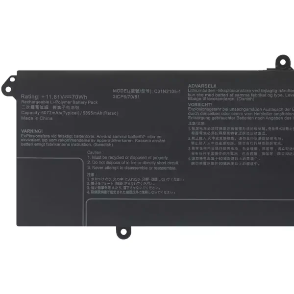 แบตเตอรี่โน๊ตบุ๊ค ของแท้ ASUS C31N2105-1 - Image 3