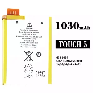 แบตเตอรี่โทรศัพท์มือถือ 616-0619 สำหรับรุ่น iPhone iPod Touch 5
