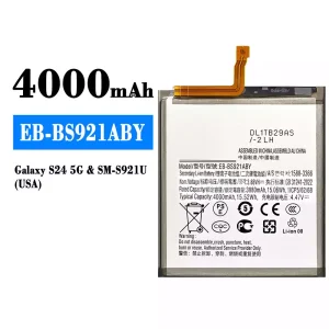 แบตเตอรี่โทรศัพท์มือถือ EB-BS921ABY สำหรับรุ่น Samsung Galaxy S24 5G