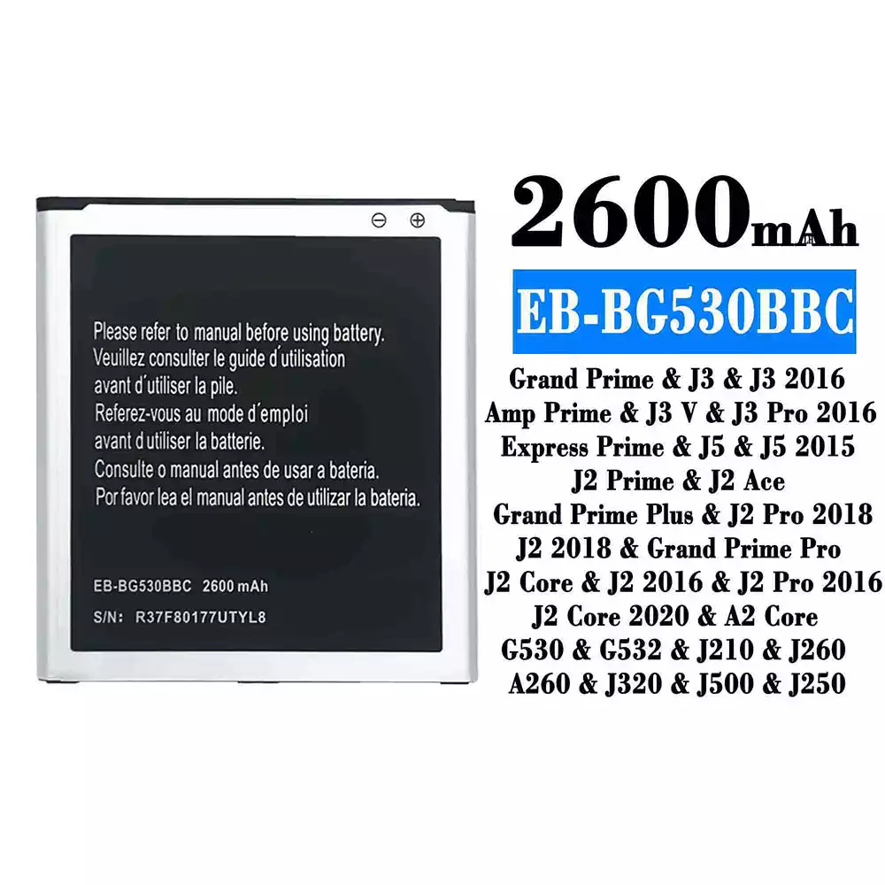 แบตเตอรี่โทรศัพท์มือถือ EB-BG530BBC สำหรับรุ่น Samsung J3/J3 2016/J3 Pro 2016/J5/J5 2015