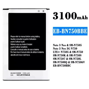 แบตเตอรี่โทรศัพท์มือถือ EB-BN750BBE EB-BN750BBC สำหรับรุ่น Samsung Note 3 Neo