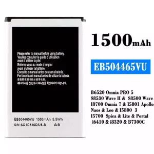 แบตเตอรี่โทรศัพท์มือถือ EB504465VU สำหรับรุ่น Samsung B6520 Omnia PRO 5/S8530 Wave /S8500 Wave 2