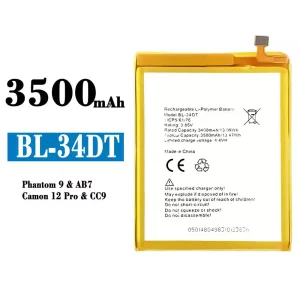 แบตเตอรี่โทรศัพท์มือถือ BL-34DT สำหรับรุ่น Tecno Phantom 9/ Camon 12 Pro
