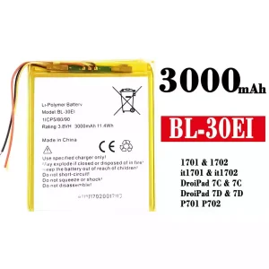 แบตเตอรี่โทรศัพท์มือถือ BL-30EI สำหรับรุ่น Tecno 1701 / 1702 / it1701 / it1702 / DroiPad 7C / 7C / DroiPad 7D / 7D / P701 / P702