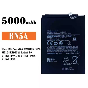 แบตเตอรี่โทรศัพท์มือถือ BN5A สำหรับรุ่น Xiaomi Poco M3 Pro 5G / Redmi 10