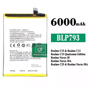 แบตเตอรี่โทรศัพท์มือถือ BLP793 สำหรับรุ่น OPPO Realme C15 / Realme C12 / Realme C25 / Realme Narzo 20 / Realme Narzo 30A / Realme Narzo 50A