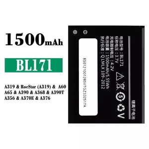 แบตเตอรี่โทรศัพท์มือถือ BL171 สำหรับรุ่น Lenovo A319 / RocStar (A319) / A60 / A65 / A390 / A368 / A390T / A356 / A370E / A376