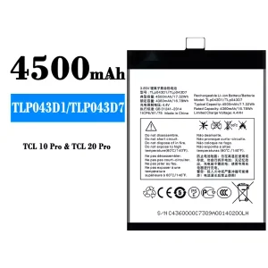 แบตเตอรี่โทรศัพท์มือถือ TLP043D1/TLP043D7 สำหรับรุ่น Alcatel TCL 10 Plus/TCL 20 Plus/TCL 10 pro/TCL 20 pro