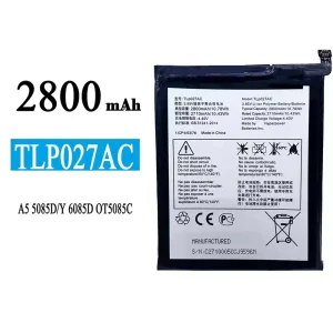 แบตเตอรี่โทรศัพท์มือถือ TLP027AC สำหรับรุ่น Alcatel A5 5085D/Y 6085D OT5085C