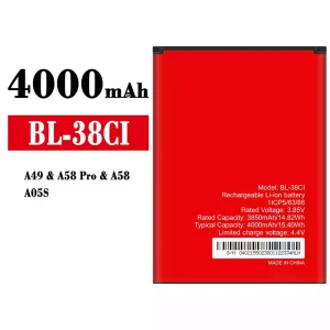 แบตเตอรี่โทรศัพท์มือถือ BL-38CI สำหรับรุ่น itel A49/A58 Pro/A58/A05S